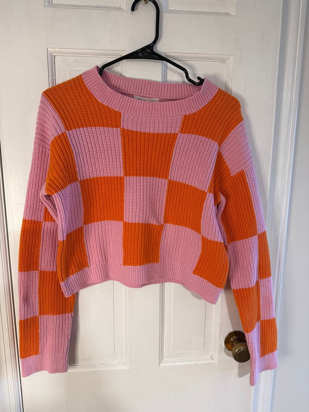 Grey Lab Red/Pink Checkered Sweater - Size Small